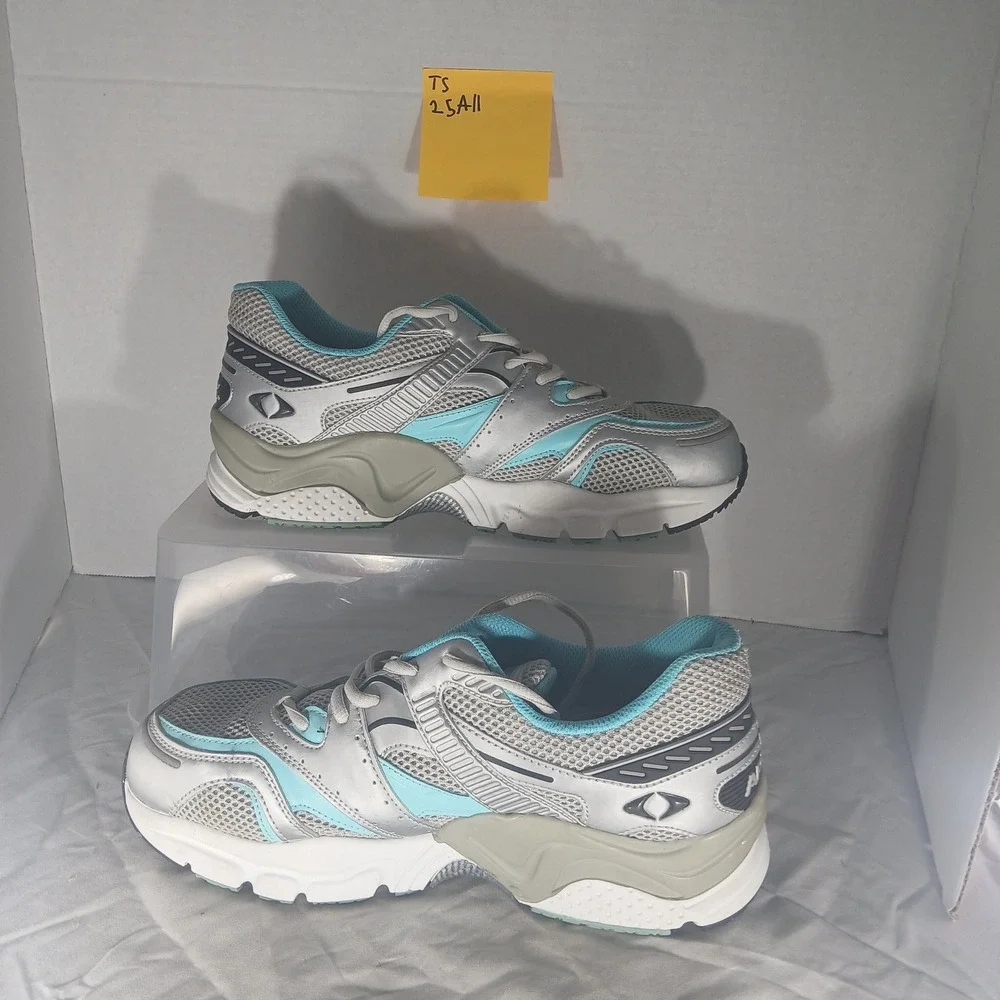 APEX‎ X527 Women's Silver Teal Wide Athletic Running Shoes Sneakers US 9.5 - Picture 2 of 8